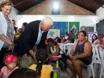 O vice-presidente dos EUA, Mike Pence, na Casa de Acolhida Santa Catarina, em Manaus, nesta quarta-feira