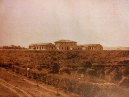Imagem do hospital Matarazzo em 1906, dois anos após o início de sua construção.