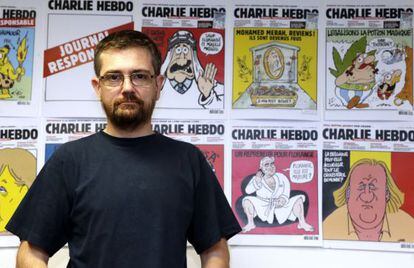 Charb, diretor de 'Charlie Hebdo', na redação em 2012.