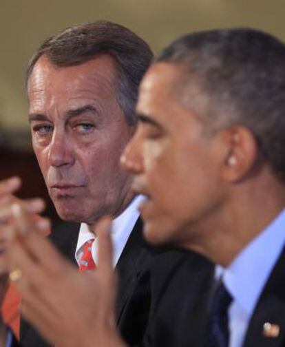 O porta-voz do Congresso dos EUA, o republicano John Boehner, com Obama em novembro.