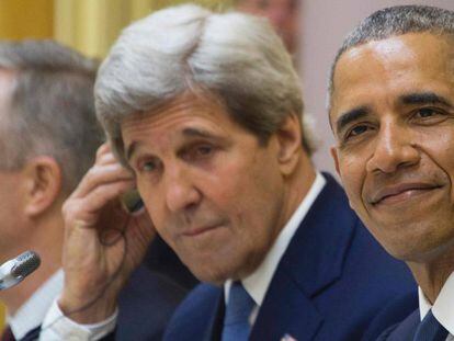 Barack Obama e o secretário de Estado, John Kerry;