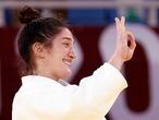 Tokyo (Japan), 29/07/2021.- Mayra Aguiar of Brazil celebrates winning the bronze medal during the women -78kg Contest for Bronze Medal B at the Judo events of the Tokyo 2020 Olympic Games at the Nippon Budokan arena in Tokyo, Japan, 29 July 2021. (Brasil, Japón, Tokio) EFE/EPA/JEON HEON-KYUN