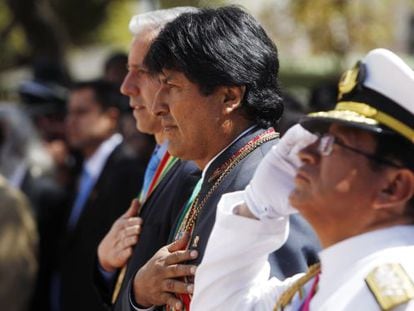 Evo Morales, neste domingo em um ato em La Paz, Bolívia.