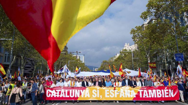 Manifestação em Barcelona convocada por entidades contrárias à separação da Catalunha, no dia 29 de julho