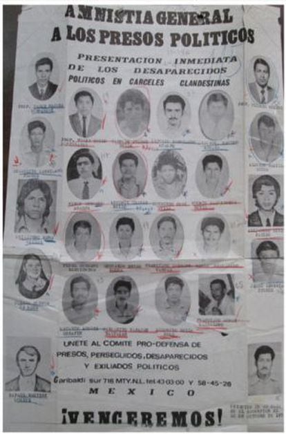 Um cartaz de 1978 que exige a apresentação de desaparecidos durante a ‘guerra suja' no México.
