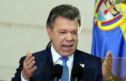 Juan Manuel Santos em seu discurso diante do Congresso.