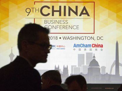 Conferência sobre negócios com a China em Washington, em maio, evento do qual participou o representante comercial dos EUA, Robert Lighthizer. Em vídeo, a China responde às novas tarifas de Trump.