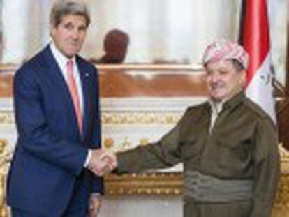 O secretário de Estado dos EUA, John Kerry, reúne-se com o presidente do Curdistão iraquiano após se encontrar com Al Maliki