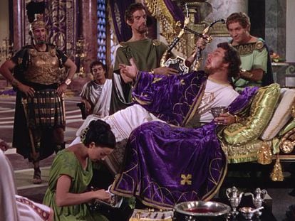 Nero, eternizado pela interpretação de Peter Ustinov em Quo Vadis (1951), filme dirigido por Mervyn LeRoy.