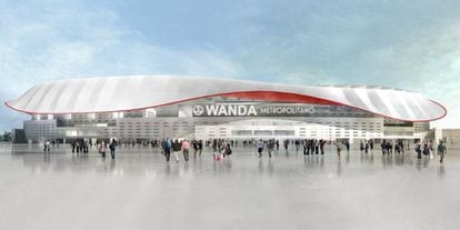 Imagem virtual do Wanda Metropolitano, o novo estádio do Atlético de Madrid.