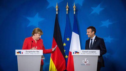 Merkel e Macron na coletiva