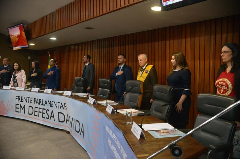 Lançamento da Frente Parlamentar em Defesa da Vida na Alesp, em São Paulo.