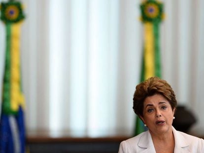Rousseff durante pronunciamento, nesta segunda. 