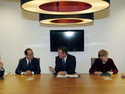 Tusk, Hollande, Cameron, Merkel e Renzi, na semana passada em uma reunião prévia à cúpula da UE sobre a crise ucraniana.