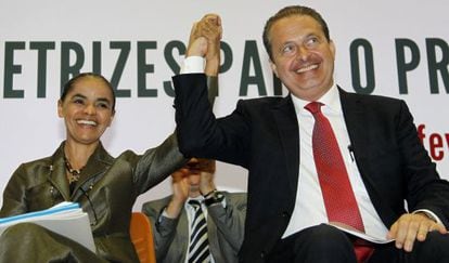 Eduardo Campos e Marina Silva, nesta segunda-feira em Brasilia.