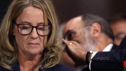 Christine Blasey Ford, durante sua declaração nesta quinta-feira no Senado.