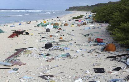 Praia da Ilha Henderson em 2015.