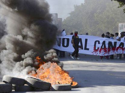 Protestos em Manágua contra o canal interoceânico.