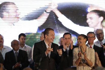 Campos e Marina durante o anúncio da candidatura.