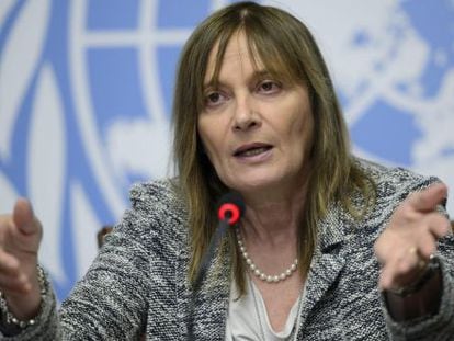 A subdiretora da Organização Mundial da Salud (OMS), Marie Paule Kieny, informa sobre a pesquisa de vacinas contra o ebola.