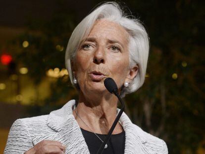 Christine Lagarde durante o anúncio do FMI.