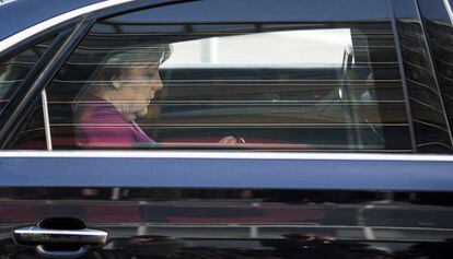 Merkel fala sobre a negociação com o SPD, na terça-feira, em Berlim.