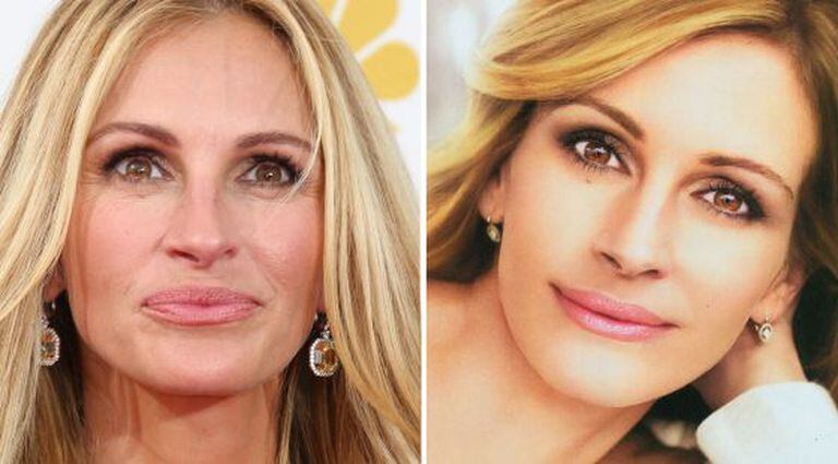 Julia Roberts, sem linhas de expressão em uma campanha publicitária.