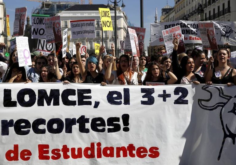 Manifestação em Madri convocada pelo Sindicato dos Estudantes.