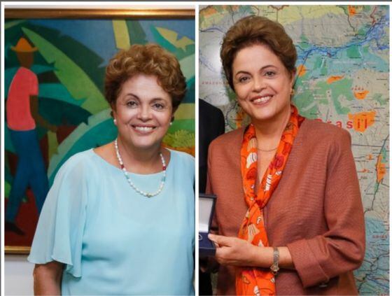 Antes e depois: Dilma em fevereiro (à esq.) e em junho.