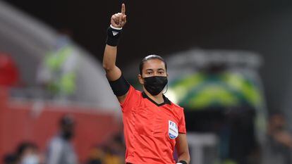 Edina Alves durante a partida entre o mexicano Tigres e o sul-coreano Ulsan Hyundao, na quinta-feira, pelo Mundial de Clubes no Qatar.