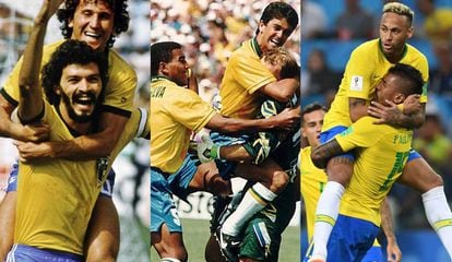 Seleções brasileiras de 1982, 1994 e 2018.