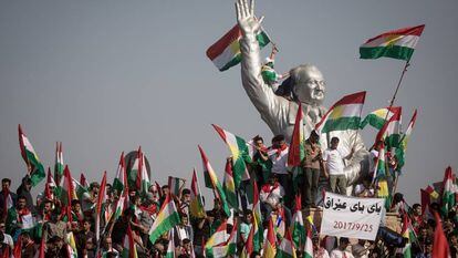 Manifestação em Erbil, capital do Curdistão iraquiano.