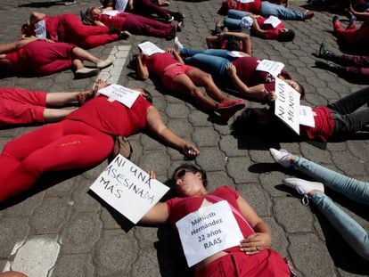 Protesto em Manágua no dia 17 contra os assassinatos de mulheres na Nicarágua.