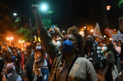 Um protesto contra o racismo no Rio de Janeiro em 13 de maio.