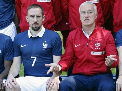 Ribéry e o técnico francês, Deschamps.