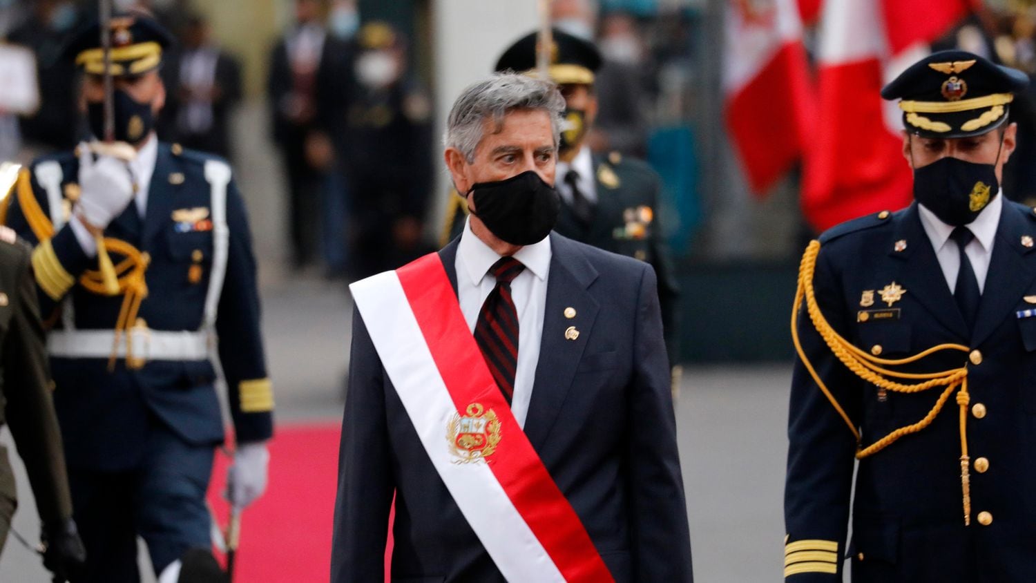 O presidente do Peru, Francisco Sagasti, durante cerimônia no dia 17 de novembro.