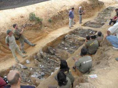 Exumação da vala de La Pedraja em 2010.