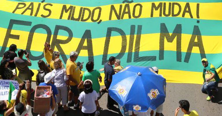 Protesto em Brasília, em abril.