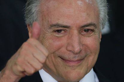 Michel Temer, ao tomar posse como presidente interino, nesta quinta.