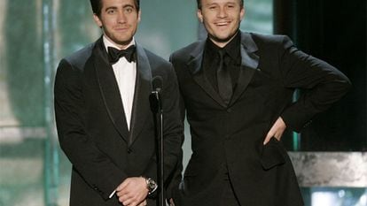 Heath Ledger (à direita) e Jake Gyllenhaal, protagonistas de ‘O Segredo de Brokeback Mountain’.