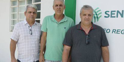 Os fazendeiros Renato Frossard (esq), Flavio Frossard (centro) e Silvério Fernandes (dir).