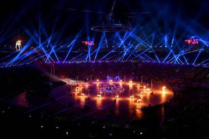 A cerimônia de abertura dos Jogos Olímpicos de Inverno 2018, no estádio de Pyeongchang, na Coreia do Sul.