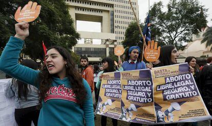 Manifestação no Chile pela legalização do aborto, em 2015
