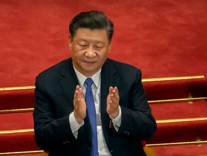 O presidente chinês, Xi Jinping, na sessão de 2020 da Assembleia Nacional Popular, em Pequim.