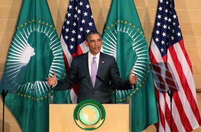 Obama, durante um discurso na sede da União Africana na Etiópia, em julho de 2015.