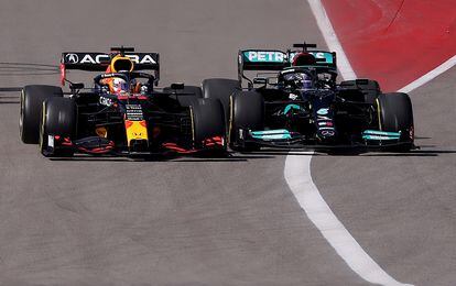 Max Verstappen e Lewis Hamilton no GP das Américas.