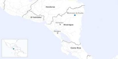 Mapa da Nicarágua.