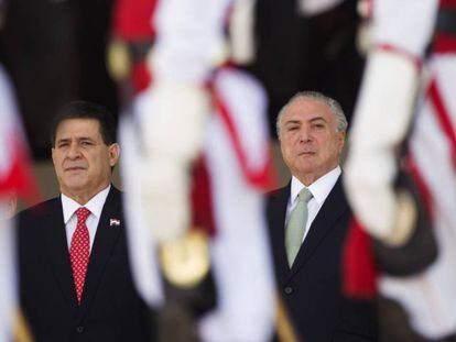 Os presidentes Cartes e Temer, no Palácio do Planalto.