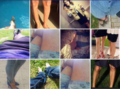Montagem censurada de imagens das pernas de argelinas.