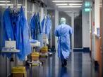 A view of the corridor outside the intensive care unit of the hospital of Brescia, Italy, Thursday, March 19, 2020. Italy has become the country with the most coronavirus-related deaths, surpassing China by registering 3,405 dead. Italy reached the gruesome milestone on the same day the epicenter of the pandemic, Wuhan, China, recorded no new infections. For most people, the new coronavirus causes only mild or moderate symptoms. For some it can cause more severe illness. (Claudio Furlan/LaPresse via AP)